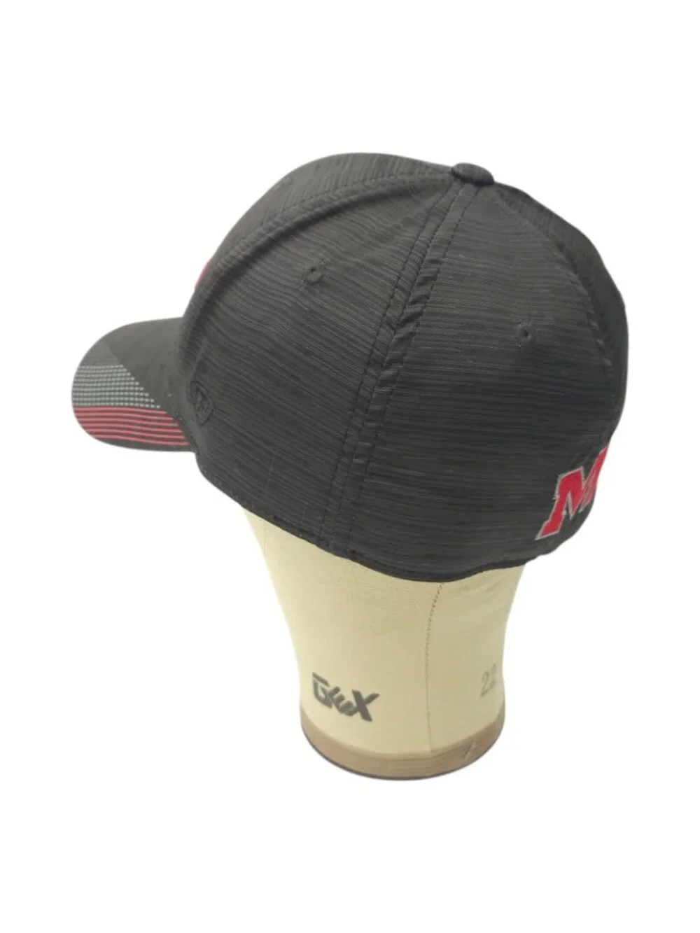 Ole Miss Rebels NCAA Hat Cap One Fit Stretch Fit Charcoal Grey Red Embroidered